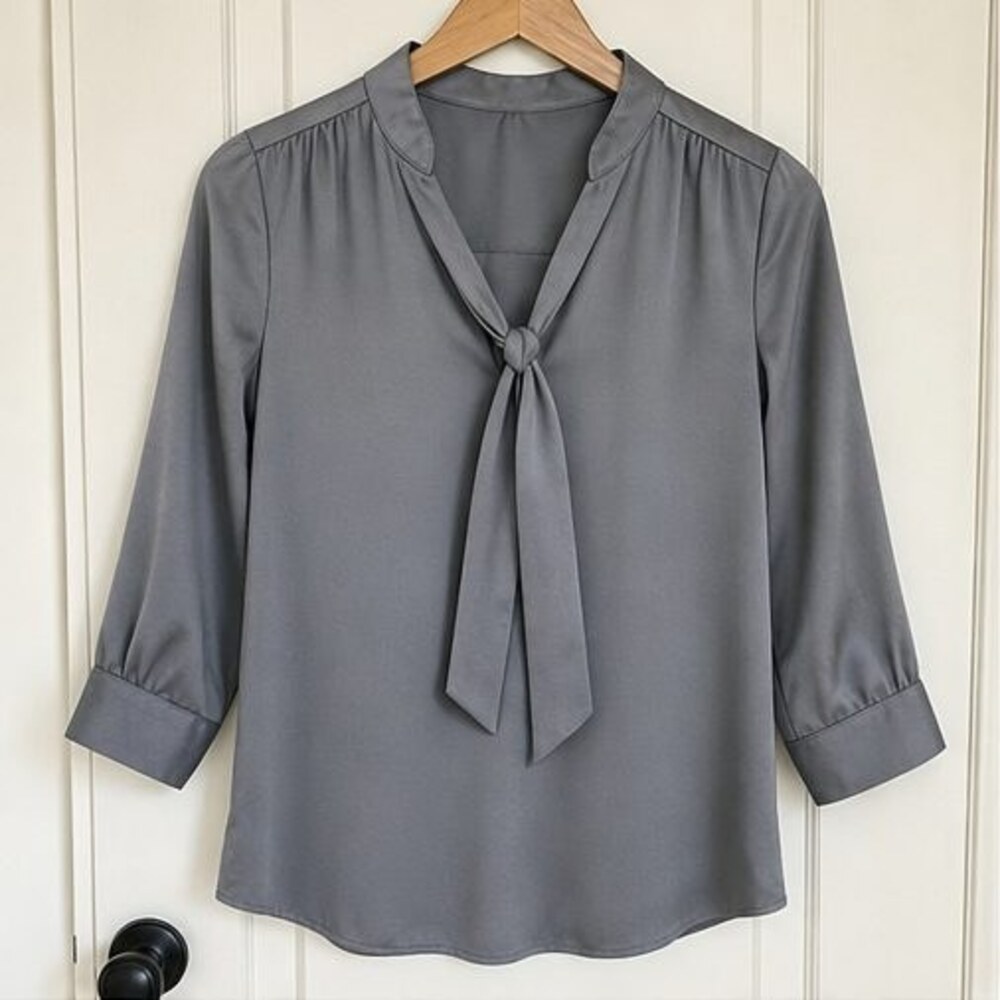 Gray Pleated Blouse